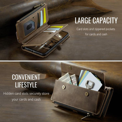 For iPhone 11 Pro Max CaseMe C39 RFID Blocking Zipper Wallet Leather Phone Case with Crossbody Strap(Coffee) - iPhone 11 Pro Max Cases by CaseMe | Online Shopping UK | buy2fix