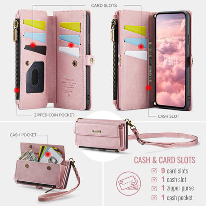 For iPhone 11 CaseMe C39 RFID Blocking Zipper Wallet Leather Phone Case with Crossbody Strap(Pink) - iPhone 11 Cases by CaseMe | Online Shopping UK | buy2fix