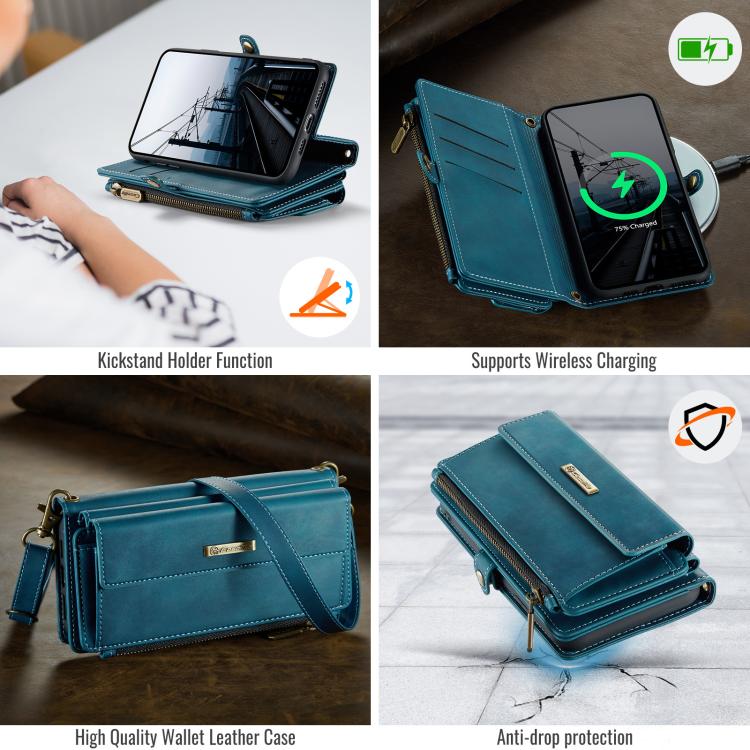 For iPhone 11 CaseMe C39 RFID Blocking Zipper Wallet Leather Phone Case with Crossbody Strap(Green) - iPhone 11 Cases by CaseMe | Online Shopping UK | buy2fix