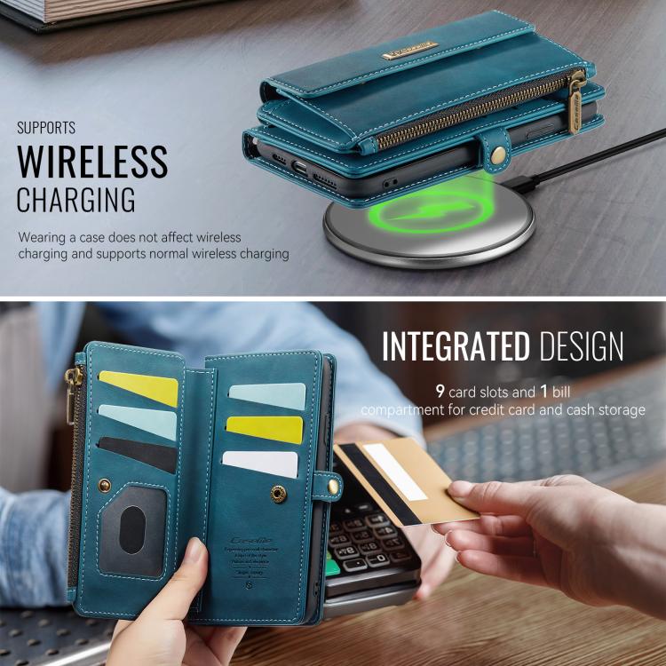For iPhone 11 CaseMe C39 RFID Blocking Zipper Wallet Leather Phone Case with Crossbody Strap(Green) - iPhone 11 Cases by CaseMe | Online Shopping UK | buy2fix