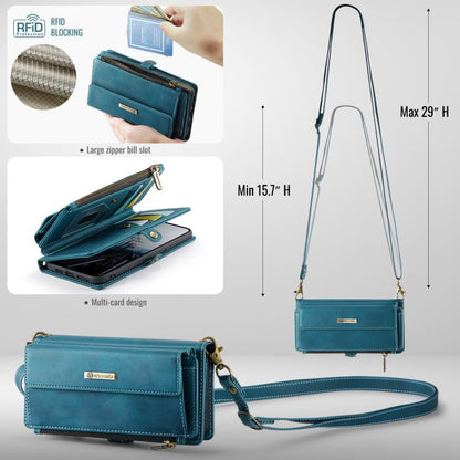 For iPhone 11 CaseMe C39 RFID Blocking Zipper Wallet Leather Phone Case with Crossbody Strap(Green) - iPhone 11 Cases by CaseMe | Online Shopping UK | buy2fix