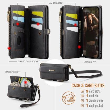 For iPhone 11 Pro CaseMe C39 RFID Blocking Zipper Wallet Leather Phone Case with Crossbody Strap(Black) - iPhone 11 Pro Cases by CaseMe | Online Shopping UK | buy2fix