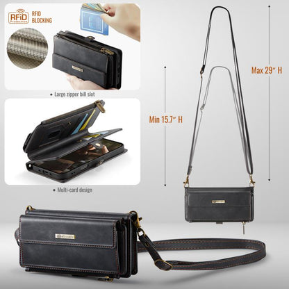 For iPhone Air CaseMe C39 RFID Blocking Zipper Wallet Leather Phone Case with Crossbody Strap(Black) - iPhone Air Cases by CaseMe | Online Shopping UK | buy2fix