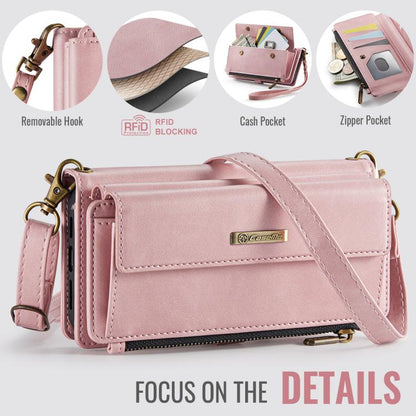 For iPhone Air CaseMe C39 RFID Blocking Zipper Wallet Leather Phone Case with Crossbody Strap(Pink) - iPhone Air Cases by CaseMe | Online Shopping UK | buy2fix