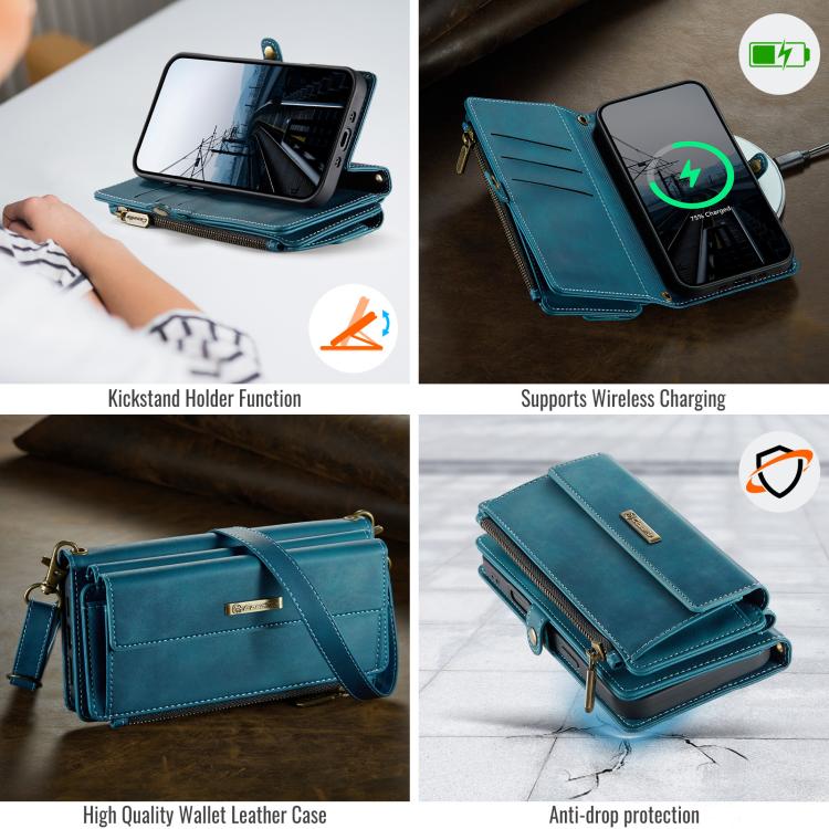 For iPhone Air CaseMe C39 RFID Blocking Zipper Wallet Leather Phone Case with Crossbody Strap(Green) - iPhone Air Cases by CaseMe | Online Shopping UK | buy2fix