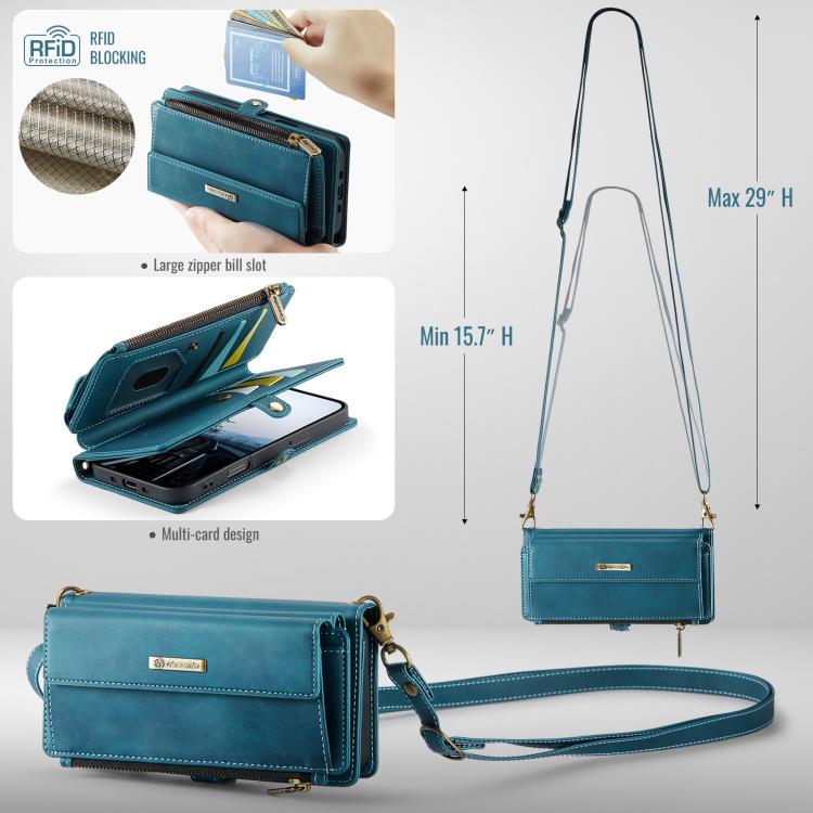 For iPhone Air CaseMe C39 RFID Blocking Zipper Wallet Leather Phone Case with Crossbody Strap(Green) - iPhone Air Cases by CaseMe | Online Shopping UK | buy2fix