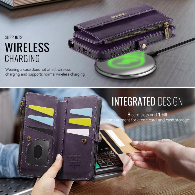 For iPhone Air CaseMe C39 RFID Blocking Zipper Wallet Leather Phone Case with Crossbody Strap(Purple) - iPhone Air Cases by CaseMe | Online Shopping UK | buy2fix