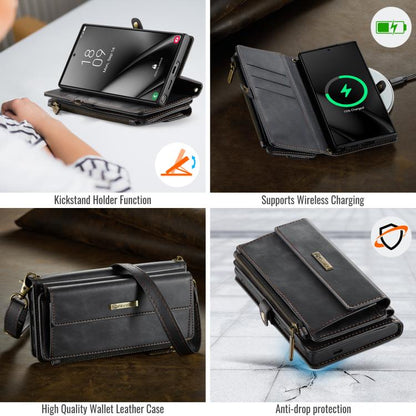 For Samsung Galaxy S24 Ultra 5G CaseMe C39 RFID Blocking Zipper Wallet Leather Phone Case with Crossbody Strap(Black) - Galaxy S24 Ultra 5G Cases by CaseMe | Online Shopping UK | buy2fix