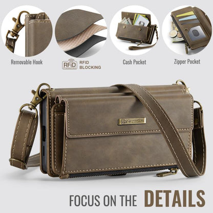 For Samsung Galaxy S24 FE 5G CaseMe C39 RFID Blocking Zipper Wallet Leather Phone Case with Crossbody Strap(Coffee) - Galaxy S24 FE 5G Cases by CaseMe | Online Shopping UK | buy2fix