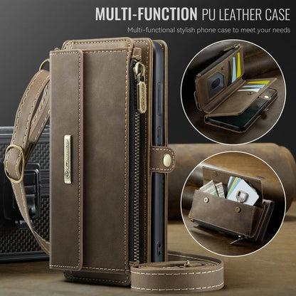 For Samsung Galaxy S24 FE 5G CaseMe C39 RFID Blocking Zipper Wallet Leather Phone Case with Crossbody Strap(Coffee) - Galaxy S24 FE 5G Cases by CaseMe | Online Shopping UK | buy2fix