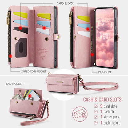 For Samsung Galaxy S24 FE 5G CaseMe C39 RFID Blocking Zipper Wallet Leather Phone Case with Crossbody Strap(Pink) - Galaxy S24 FE 5G Cases by CaseMe | Online Shopping UK | buy2fix