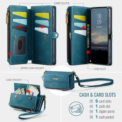For Samsung Galaxy S24 FE 5G CaseMe C39 RFID Blocking Zipper Wallet Leather Phone Case with Crossbody Strap(Green) - Galaxy S24 FE 5G Cases by CaseMe | Online Shopping UK | buy2fix