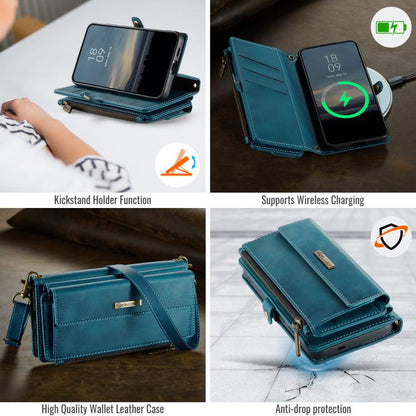 For Samsung Galaxy S24 FE 5G CaseMe C39 RFID Blocking Zipper Wallet Leather Phone Case with Crossbody Strap(Green) - Galaxy S24 FE 5G Cases by CaseMe | Online Shopping UK | buy2fix