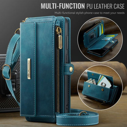 For Samsung Galaxy S24 FE 5G CaseMe C39 RFID Blocking Zipper Wallet Leather Phone Case with Crossbody Strap(Green) - Galaxy S24 FE 5G Cases by CaseMe | Online Shopping UK | buy2fix