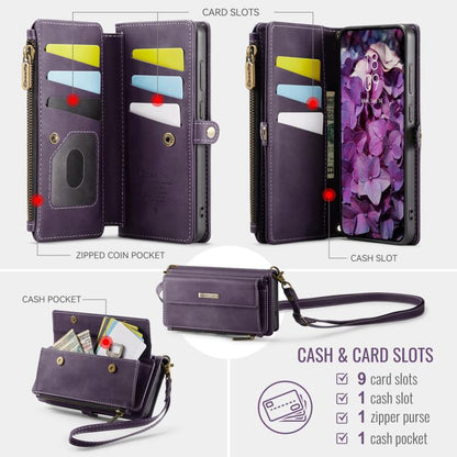 For Samsung Galaxy S24 FE 5G CaseMe C39 RFID Blocking Zipper Wallet Leather Phone Case with Crossbody Strap(Purple) - Galaxy S24 FE 5G Cases by CaseMe | Online Shopping UK | buy2fix