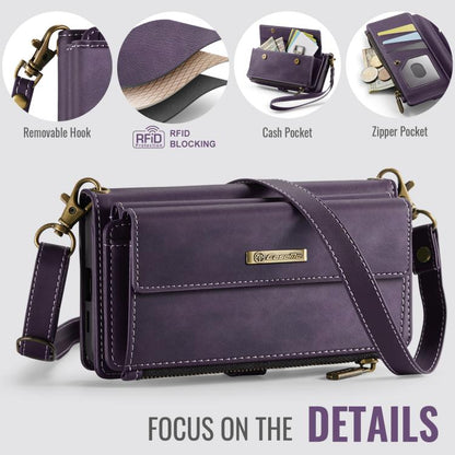 For Samsung Galaxy S24 FE 5G CaseMe C39 RFID Blocking Zipper Wallet Leather Phone Case with Crossbody Strap(Purple) - Galaxy S24 FE 5G Cases by CaseMe | Online Shopping UK | buy2fix