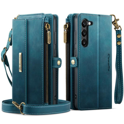For Samsung Galaxy S23 5G CaseMe C39 RFID Blocking Zipper Wallet Leather Phone Case with Crossbody Strap(Green) - Galaxy S23 5G Cases by CaseMe | Online Shopping UK | buy2fix