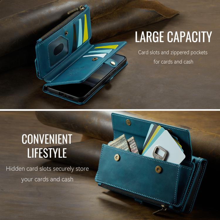 For Samsung Galaxy S23 5G CaseMe C39 RFID Blocking Zipper Wallet Leather Phone Case with Crossbody Strap(Green) - Galaxy S23 5G Cases by CaseMe | Online Shopping UK | buy2fix