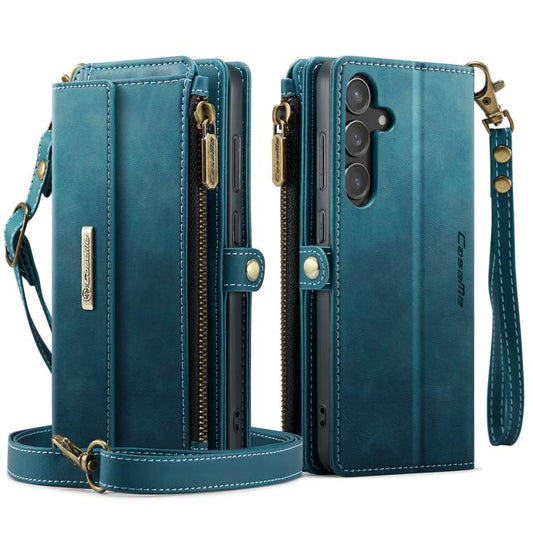 For Samsung Galaxy S23 FE 5G CaseMe C39 RFID Blocking Zipper Wallet Leather Phone Case with Crossbody Strap(Green) - Galaxy S23 FE 5G Cases by CaseMe | Online Shopping UK | buy2fix