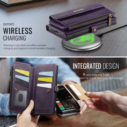 For Samsung Galaxy S23 Ultra 5G CaseMe C39 RFID Blocking Zipper Wallet Leather Phone Case with Crossbody Strap(Purple) - Galaxy Phone Cases by CaseMe | Online Shopping UK | buy2fix