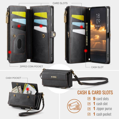 For Samsung Galaxy S22 5G CaseMe C39 RFID Blocking Zipper Wallet Leather Phone Case with Crossbody Strap(Black) - Galaxy S22 5G Cases by CaseMe | Online Shopping UK | buy2fix