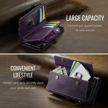 For Samsung Galaxy S22 5G CaseMe C39 RFID Blocking Zipper Wallet Leather Phone Case with Crossbody Strap(Purple) - Galaxy S22 5G Cases by CaseMe | Online Shopping UK | buy2fix