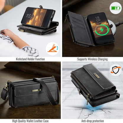 For Samsung Galaxy S20 FE 5G CaseMe C39 RFID Blocking Zipper Wallet Leather Phone Case with Crossbody Strap(Black) - Galaxy Phone Cases by CaseMe | Online Shopping UK | buy2fix