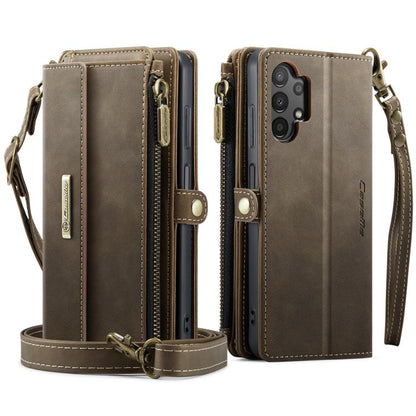 For Samsung Galaxy A13 CaseMe C39 RFID Blocking Zipper Wallet Leather Phone Case with Crossbody Strap(Coffee) - Galaxy Phone Cases by CaseMe | Online Shopping UK | buy2fix