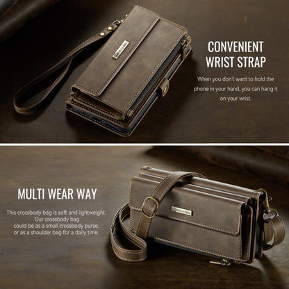 For Samsung Galaxy A14 CaseMe C39 RFID Blocking Zipper Wallet Leather Phone Case with Crossbody Strap(Coffee) - Galaxy Phone Cases by CaseMe | Online Shopping UK | buy2fix