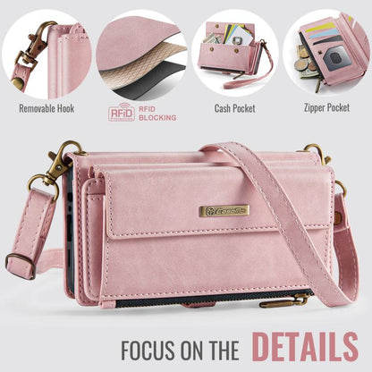 For Samsung Galaxy A14 CaseMe C39 RFID Blocking Zipper Wallet Leather Phone Case with Crossbody Strap(Pink) - Galaxy Phone Cases by CaseMe | Online Shopping UK | buy2fix
