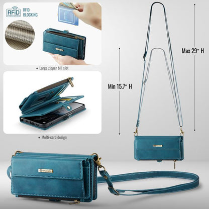 For Samsung Galaxy A14 CaseMe C39 RFID Blocking Zipper Wallet Leather Phone Case with Crossbody Strap(Green) - Galaxy Phone Cases by CaseMe | Online Shopping UK | buy2fix