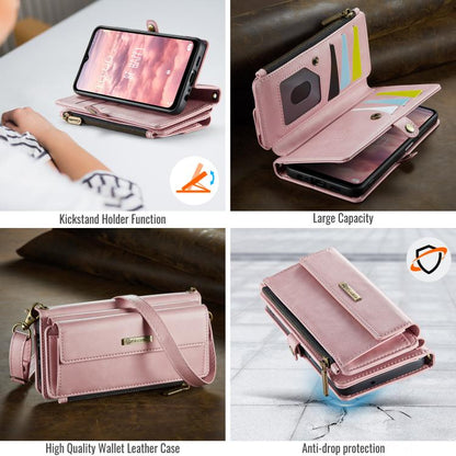 For Samsung Galaxy A15 CaseMe C39 RFID Blocking Zipper Wallet Leather Phone Case with Crossbody Strap(Pink) - Galaxy Phone Cases by CaseMe | Online Shopping UK | buy2fix