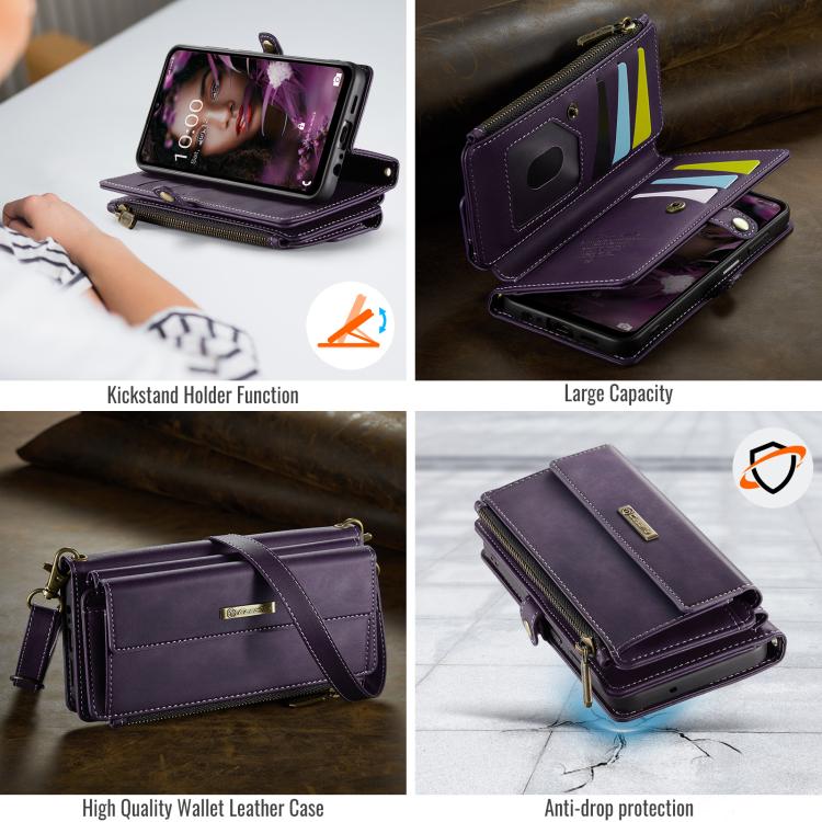 For Samsung Galaxy A15 CaseMe C39 RFID Blocking Zipper Wallet Leather Phone Case with Crossbody Strap(Purple) - Galaxy Phone Cases by CaseMe | Online Shopping UK | buy2fix