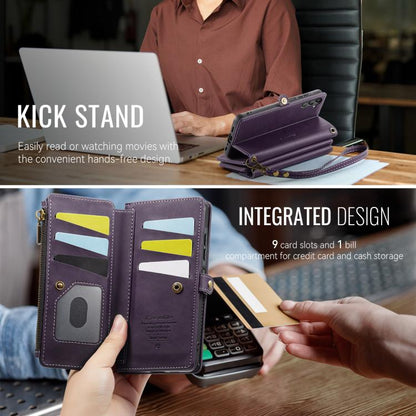 For Samsung Galaxy A15 CaseMe C39 RFID Blocking Zipper Wallet Leather Phone Case with Crossbody Strap(Purple) - Galaxy Phone Cases by CaseMe | Online Shopping UK | buy2fix