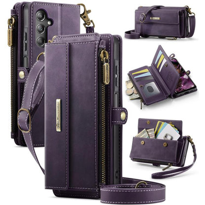 For Samsung Galaxy A15 CaseMe C39 RFID Blocking Zipper Wallet Leather Phone Case with Crossbody Strap(Purple) - Galaxy Phone Cases by CaseMe | Online Shopping UK | buy2fix