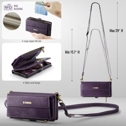 For Samsung Galaxy A15 CaseMe C39 RFID Blocking Zipper Wallet Leather Phone Case with Crossbody Strap(Purple) - Galaxy Phone Cases by CaseMe | Online Shopping UK | buy2fix
