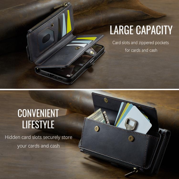 For Samsung Galaxy A16 4G CaseMe C39 RFID Blocking Zipper Wallet Leather Phone Case with Crossbody Strap(Black) - Galaxy Phone Cases by CaseMe | Online Shopping UK | buy2fix