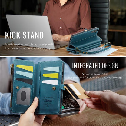 For Samsung Galaxy A16 4G CaseMe C39 RFID Blocking Zipper Wallet Leather Phone Case with Crossbody Strap(Green) - Galaxy Phone Cases by CaseMe | Online Shopping UK | buy2fix