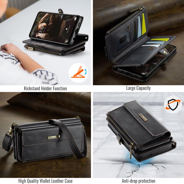 For Samsung Galaxy A52 CaseMe C39 RFID Blocking Zipper Wallet Leather Phone Case with Crossbody Strap(Black) - Galaxy Phone Cases by CaseMe | Online Shopping UK | buy2fix