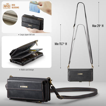 For Samsung Galaxy A52 CaseMe C39 RFID Blocking Zipper Wallet Leather Phone Case with Crossbody Strap(Black) - Galaxy Phone Cases by CaseMe | Online Shopping UK | buy2fix