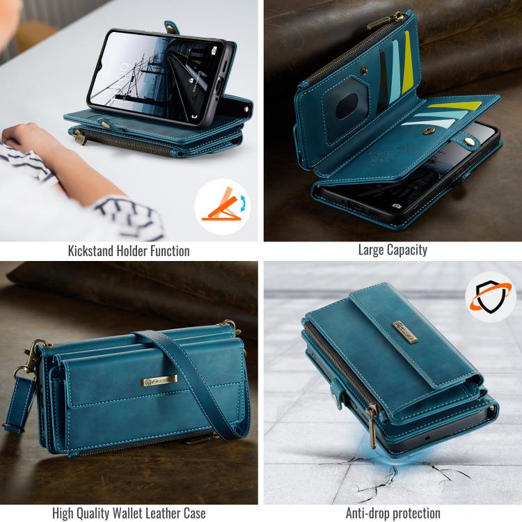 For Samsung Galaxy A53 CaseMe C39 RFID Blocking Zipper Wallet Leather Phone Case with Crossbody Strap(Green) - Galaxy Phone Cases by CaseMe | Online Shopping UK | buy2fix