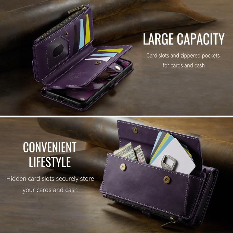 For Samsung Galaxy A55 5G CaseMe C39 RFID Blocking Zipper Wallet Leather Phone Case with Crossbody Strap(Purple) - Galaxy Phone Cases by CaseMe | Online Shopping UK | buy2fix