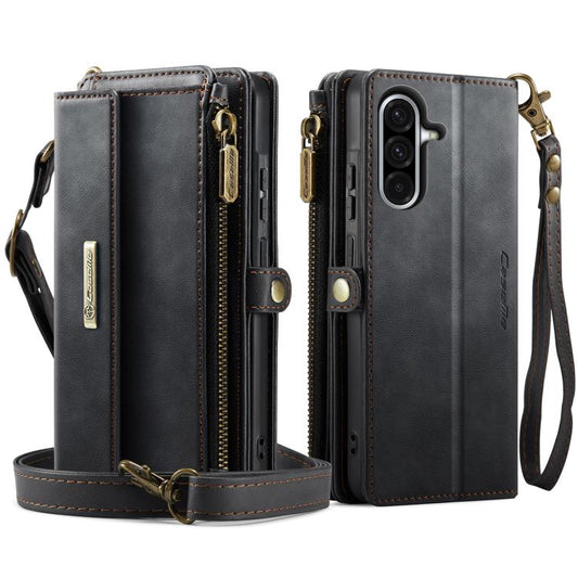 For Samsung Galaxy A56 5G CaseMe C39 RFID Blocking Zipper Wallet Leather Phone Case with Crossbody Strap(Black) - Galaxy Phone Cases by CaseMe | Online Shopping UK | buy2fix