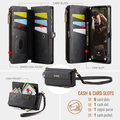 For Samsung Galaxy A56 5G CaseMe C39 RFID Blocking Zipper Wallet Leather Phone Case with Crossbody Strap(Black) - Galaxy Phone Cases by CaseMe | Online Shopping UK | buy2fix