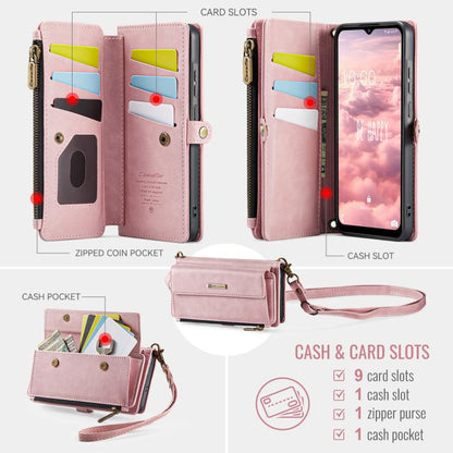 For Samsung Galaxy A56 5G CaseMe C39 RFID Blocking Zipper Wallet Leather Phone Case with Crossbody Strap(Pink) - Galaxy Phone Cases by CaseMe | Online Shopping UK | buy2fix