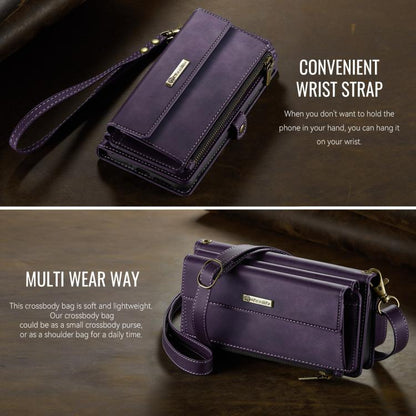 For Samsung Galaxy A56 5G CaseMe C39 RFID Blocking Zipper Wallet Leather Phone Case with Crossbody Strap(Purple) - Galaxy Phone Cases by CaseMe | Online Shopping UK | buy2fix