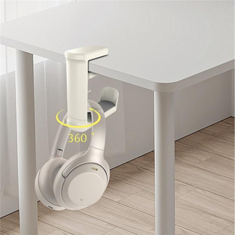 XWJ-EJJ01 360 Degree Rotatable Under Desk Storage Bracket Gaming Headset Holder(White) - Headset Stand by buy2fix | Online Shopping UK | buy2fix