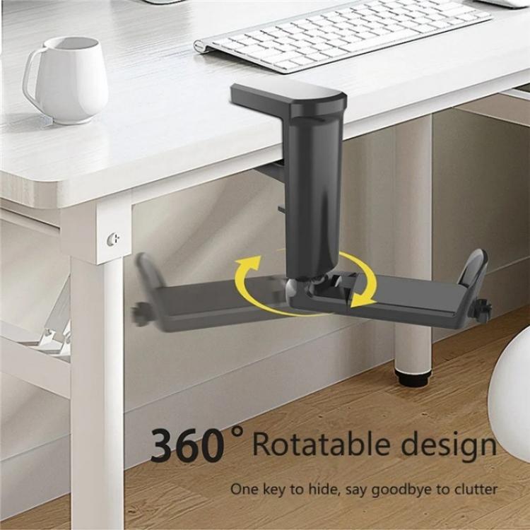 XWJ-EJJ01 360 Degree Rotatable Under Desk Storage Bracket Gaming Headset Holder(Black) - Headset Stand by buy2fix | Online Shopping UK | buy2fix