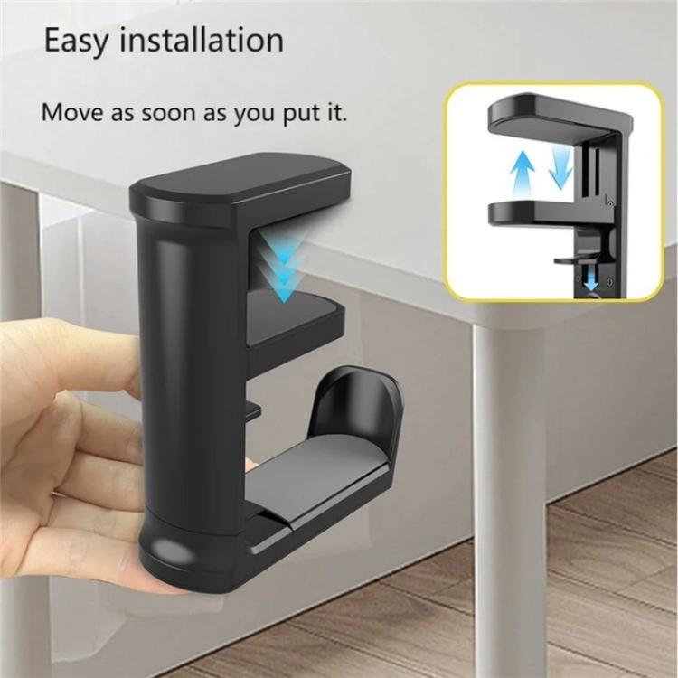 XWJ-EJJ01 360 Degree Rotatable Under Desk Storage Bracket Gaming Headset Holder(Black) - Headset Stand by buy2fix | Online Shopping UK | buy2fix