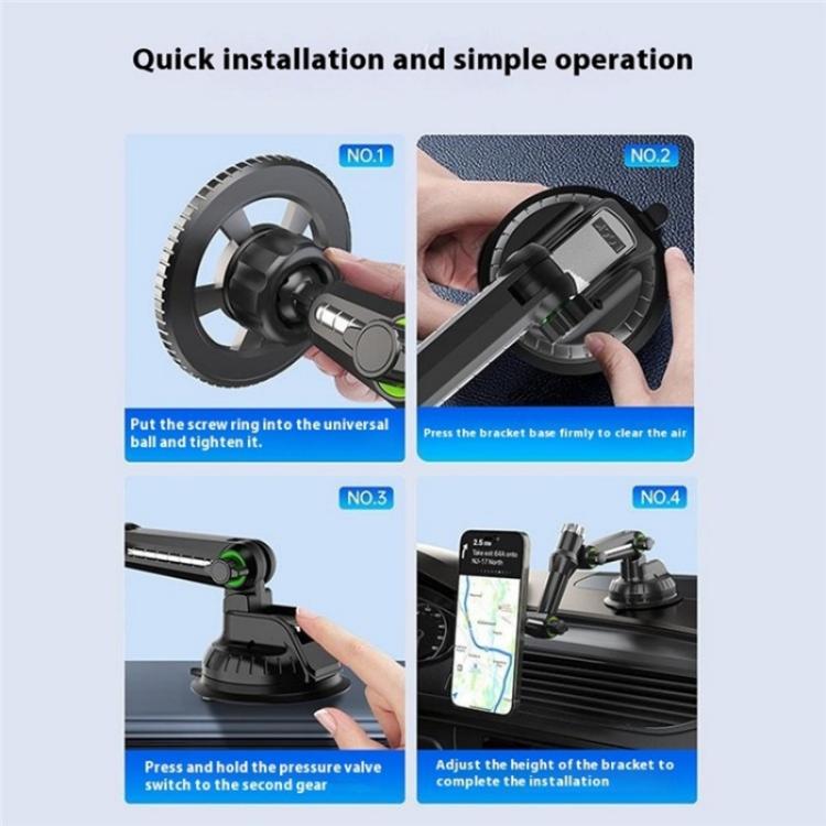 XWJ-JX04 Dashboard Windshield Magnetic Car Mount Suction Cup Base Long Arm Holder(Single Hole) - Universal Car Holders by buy2fix | Online Shopping UK | buy2fix